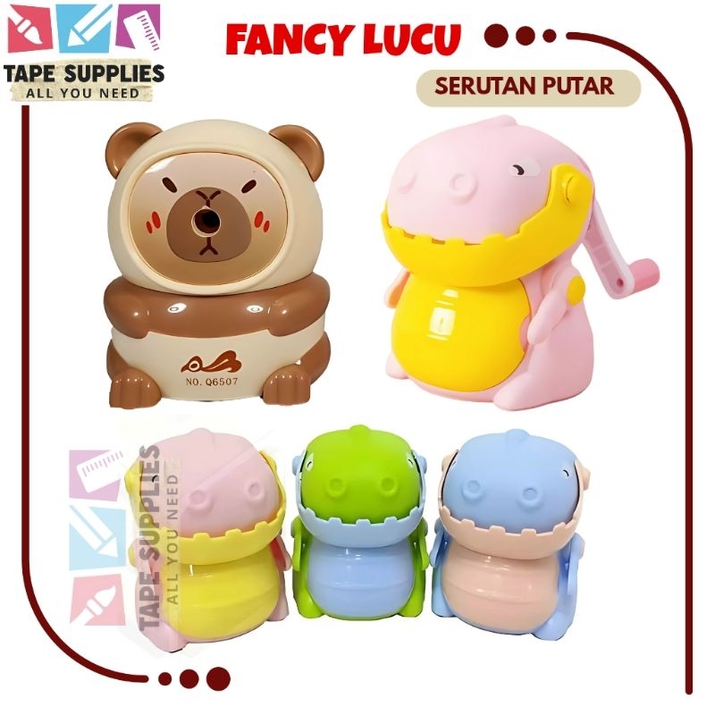 

(1 pcs) Serutan Rautan Meja/Putar Karakter Anak Lucu (Dinosaurus, Capybara)