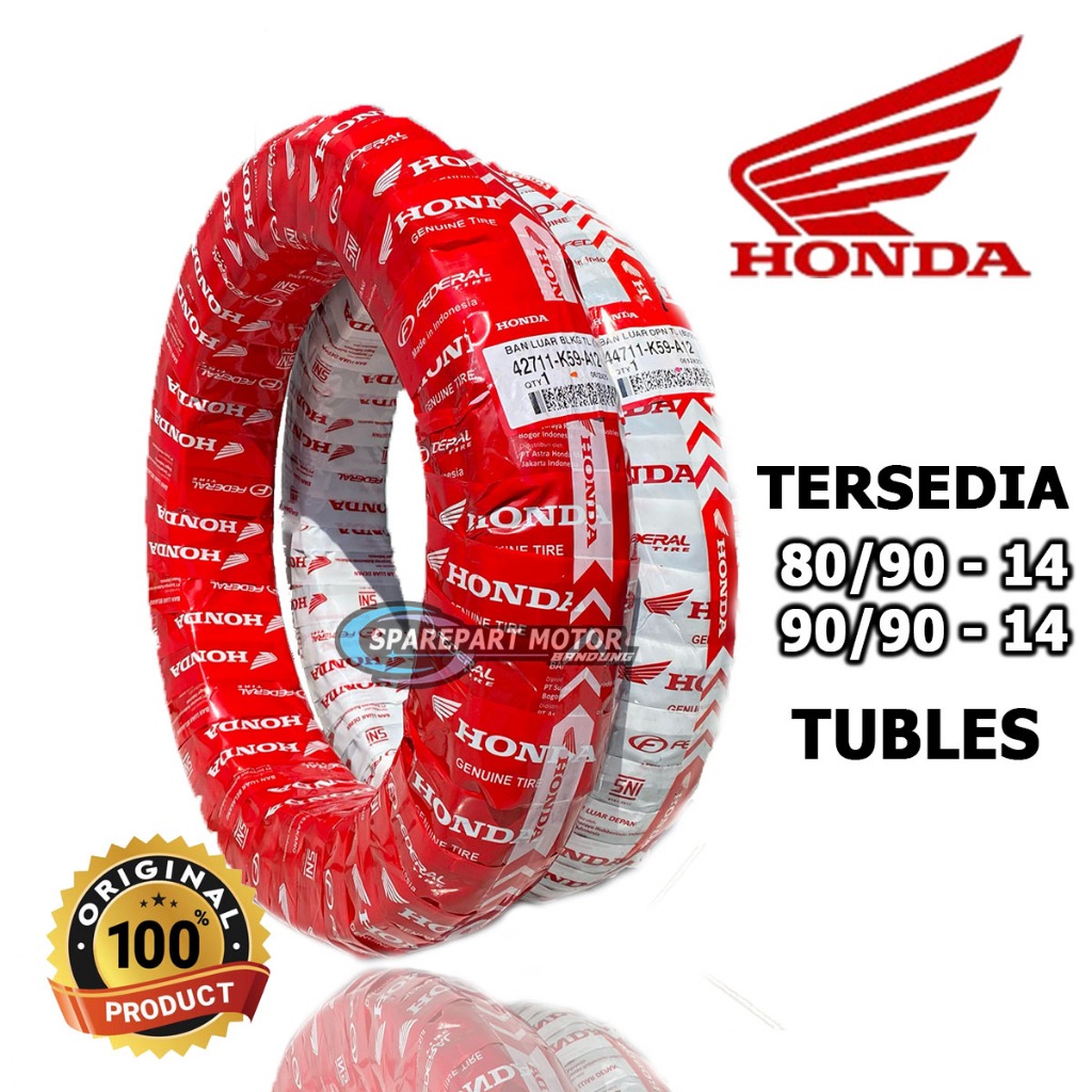 Ban Matic Tubeless AHM HONDA FEDERAL 80/90-14 ASLI HONDA Ban Luar Motor Matic Tubeless / Ban Federal