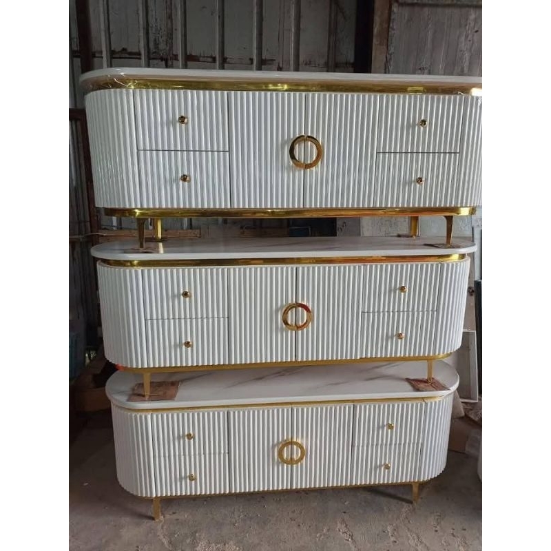 Meja bufet Tv minimalis Cradenza Aesthetic Salur hpl marmer uk 160×40×80 ( free paking kayu)