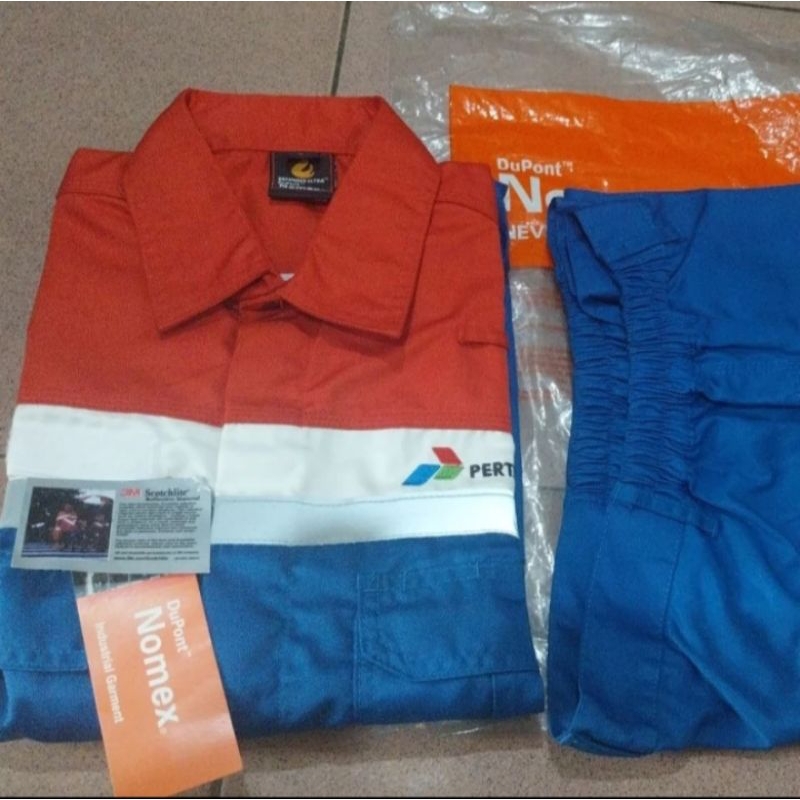 wearpack setelan baju celana Nomex Dupont Pertamina/baju celana Nomex Dupont