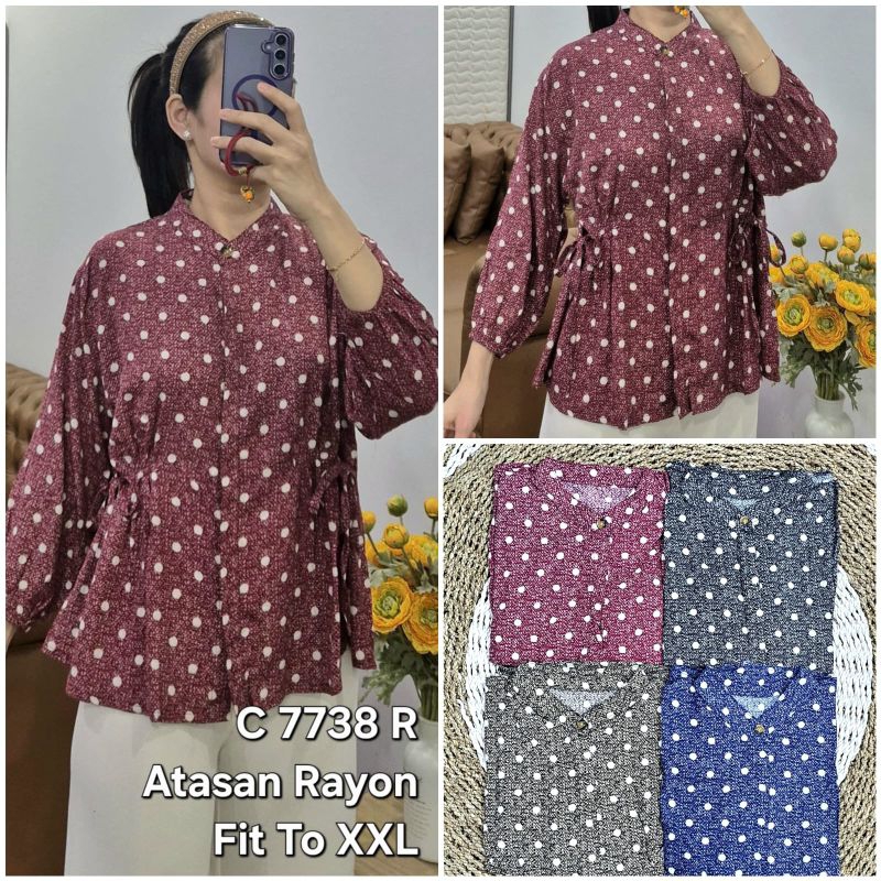 Atasan Rayon Motif Polkadot