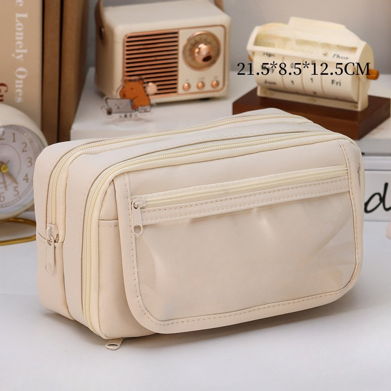 

HJK kotak pensil 9 slot Warna Polos Tempat alat tulis Tas Pensil kapasitas besar kotak pensil