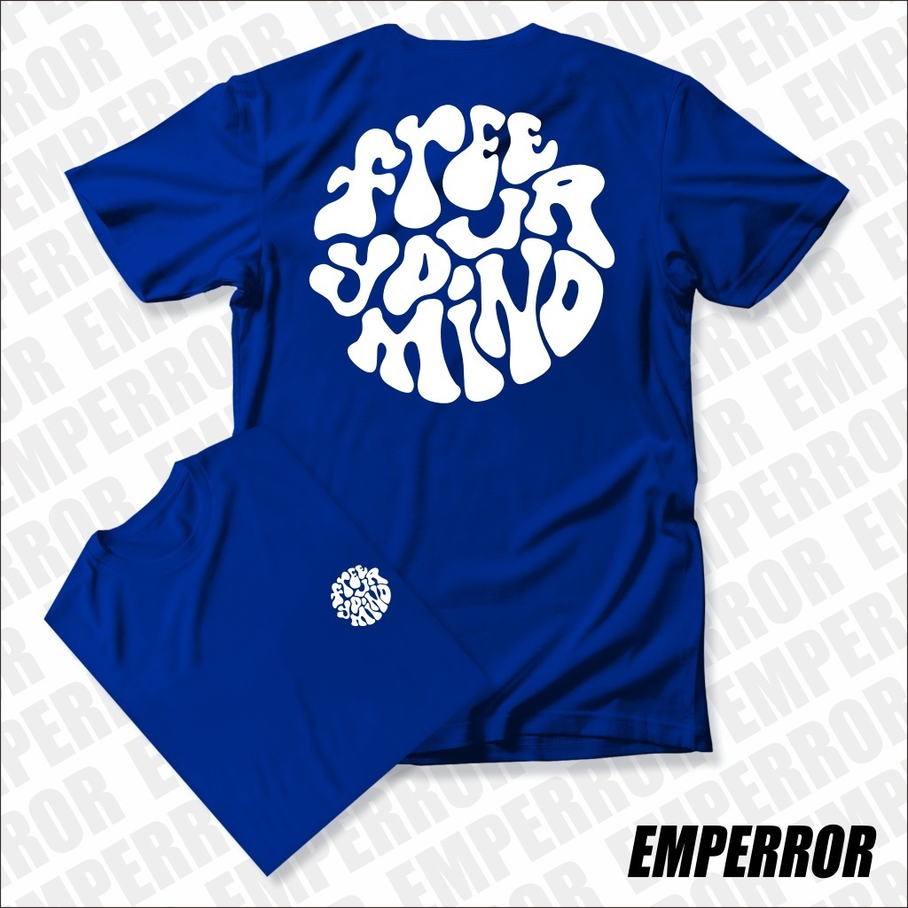 EMPERROR Kaos Pria Distro Kaos Distro Cowok Pakaian Pria Baju Pria Kaos Unisex T-shirt Kaos Biru