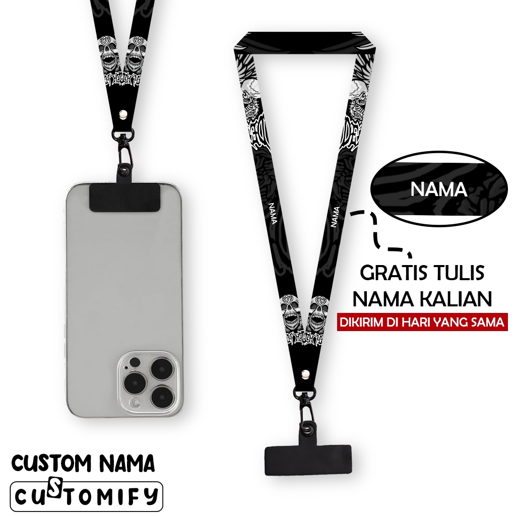 

Lanyard Custom Nama Card Satuan 1,5 cm - Tali Lanyard Bisa Tambah Nama - Design 51
