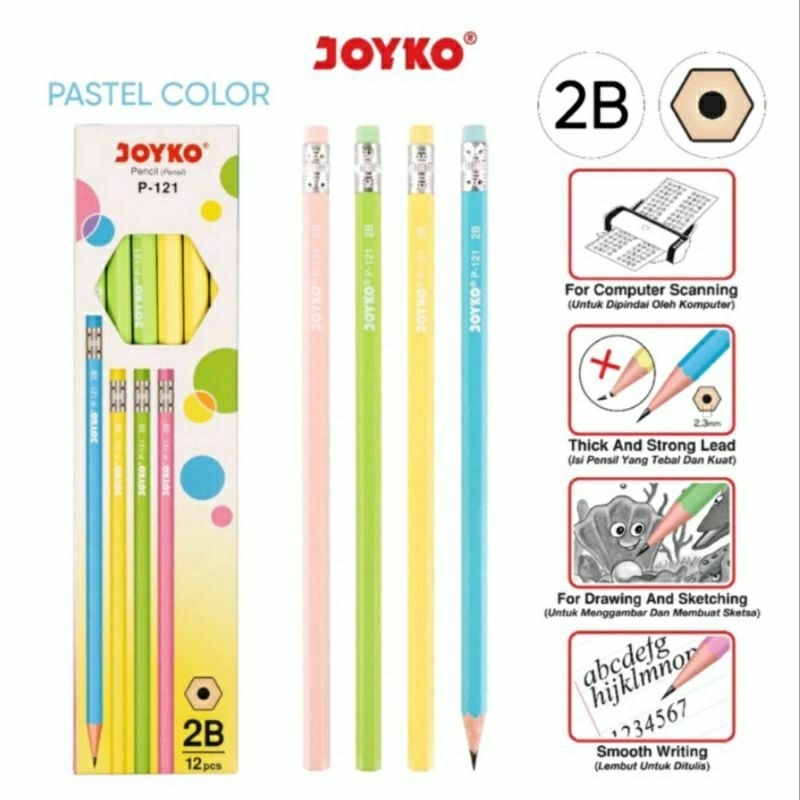 

##Pensil JOYKO 2B warna Pastel P-121 / Pensil joyko
