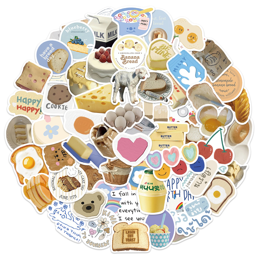 

50PCS Roti Mentega Lucu Stiker Anti Air Adhesive Waterproof Sticker Suitable for laptop skateboards and mobile phone decorations stickers