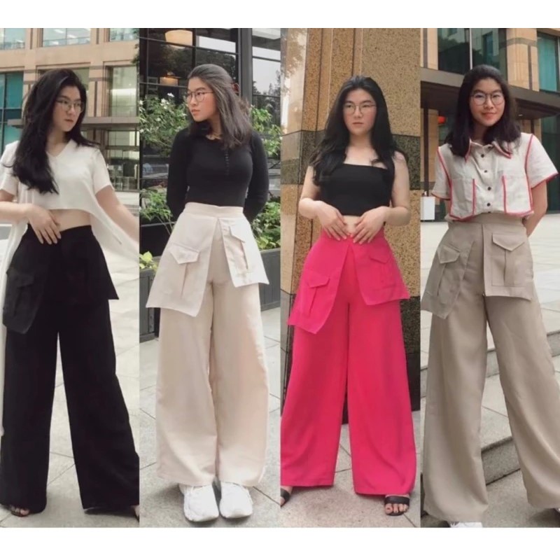 Celana bess palazzo pocket pants