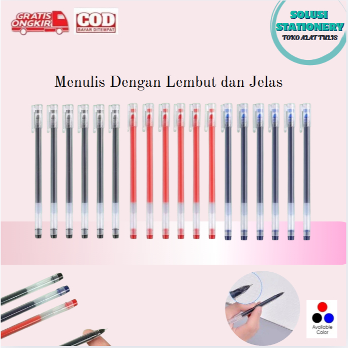 

SOLUSI STATIONERY 1PCS Pulpen Gel Hitam Pulpen Gel Berkapasitas Besar Pen Gel 0.5 mm Pulpen 3 Warna Hitam, Merah, Biru