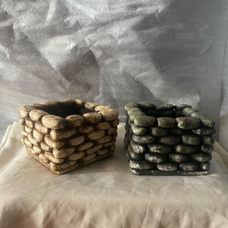 pot kotak batu classic P12 T8 gerabah