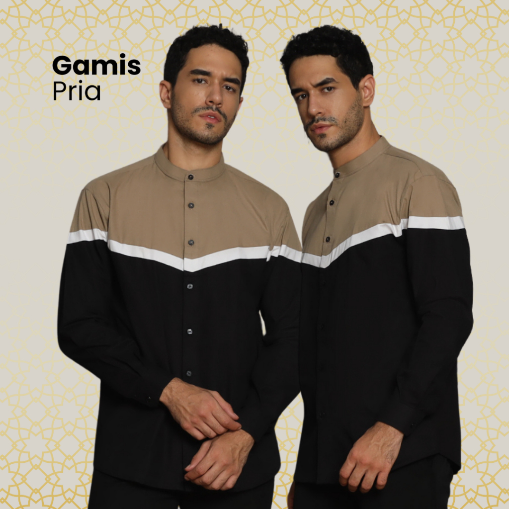 Baju Taqwa Lengan Panjang Al Habsyi Polos Kombinasi Busana Muslim Manset President - Gamis Pria