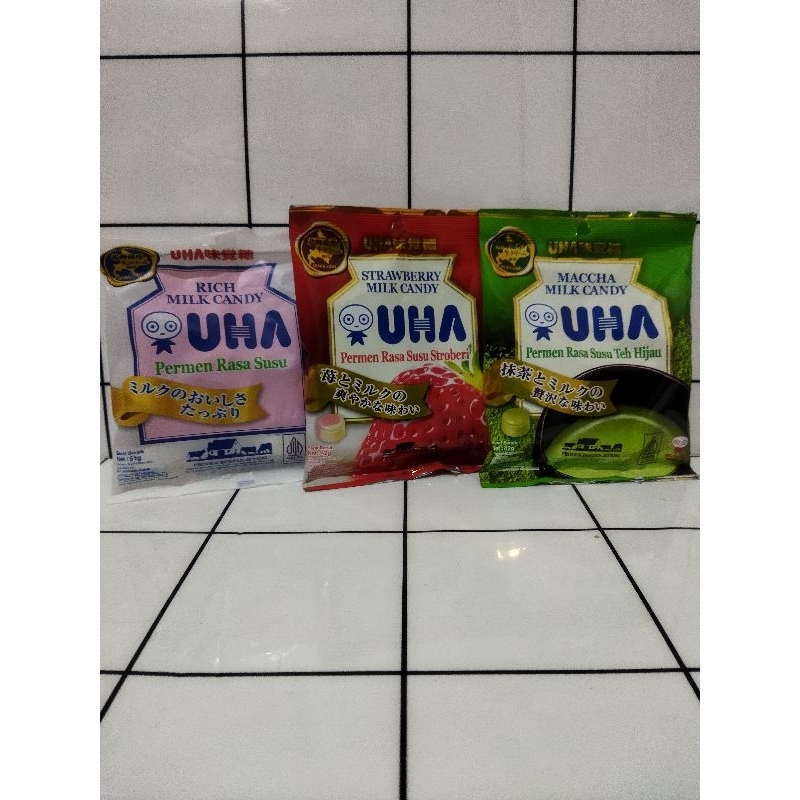uha permen rasa Susu-strawberry-macha 51gr