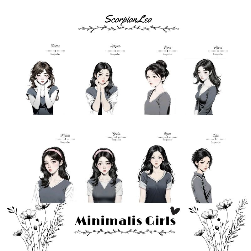

Sticker Minimalis Girls for journaling | Scrapbooking | Aesthrtic Sticker