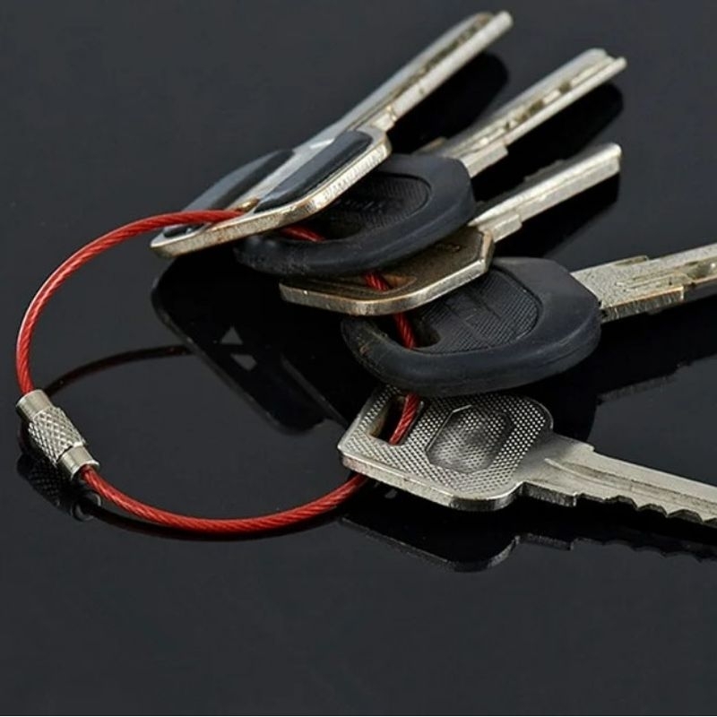 

Tali Stainless Steel Wire Keys Hanging Gantungan Carabiner Tag Id Card Kunci
