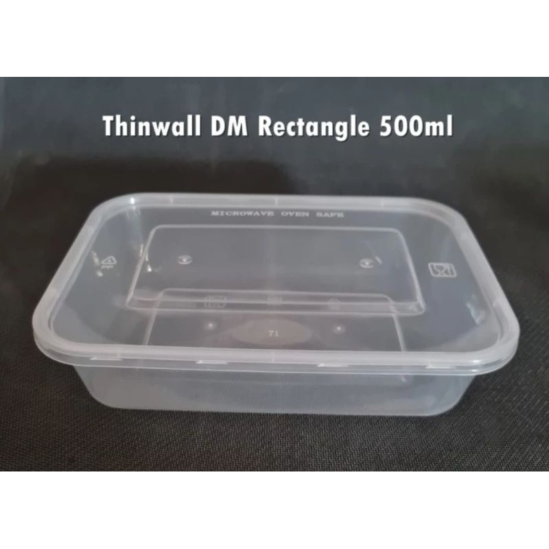 Isi 25pcs THINWALL kotak 500ml wadah toples tempat plastik makanan nasi Ss microwave oven tahan pana