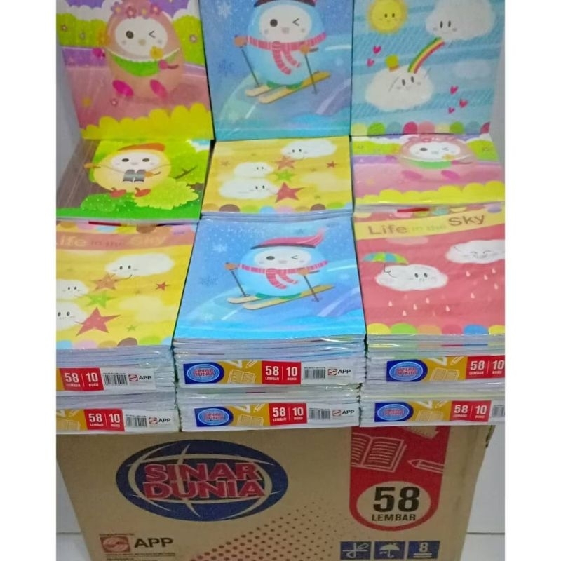 

(promo 10 pcs) buku tulis sinar dunia SIDU isi 58 lembar/ 1pack