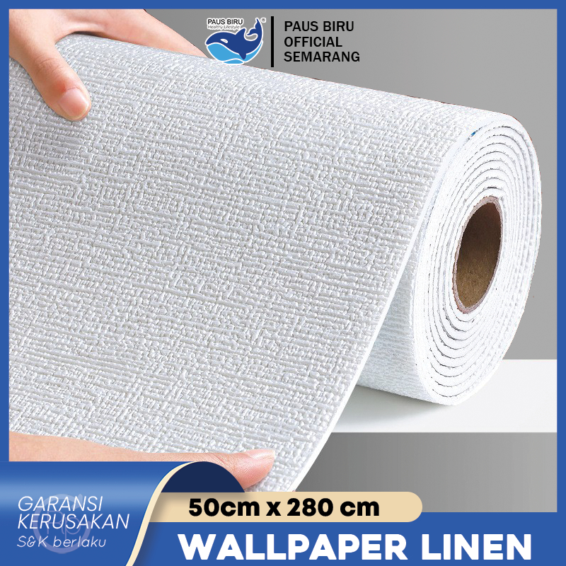 Paus Biru - Wallpaper Linen Roll 50 Cm X 280 Cm Dekorasi Kamar Wallpaper Dinding Kamar Tidur Aesthet