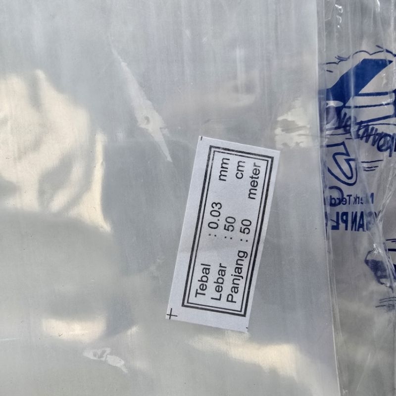 Plastik PP Rol/Plastik Roll PP Bening Tebal 0.03 Lebar 50cm Panjang 50m Cap Jet