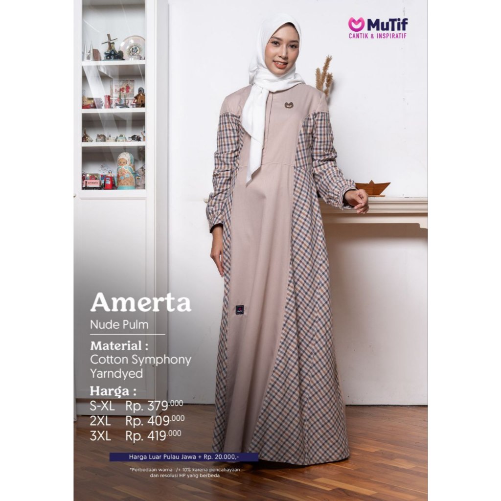 GAMIS MUTIF Amerta - Nude Pulm / Dress Muslim - shafeeaofficial