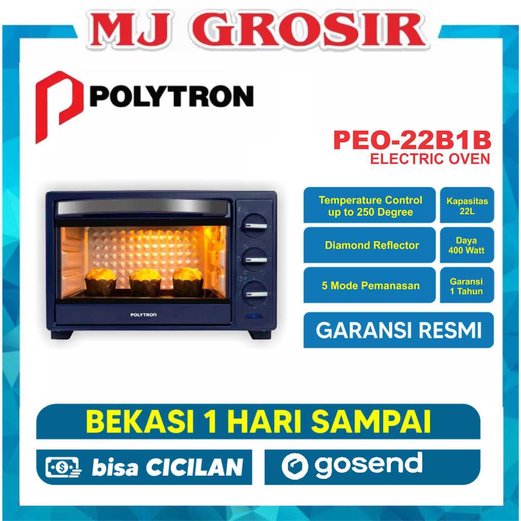POLYTRON OVEN LISTRIK 22 LITER PEO 22 B2B - KITCHENMATE