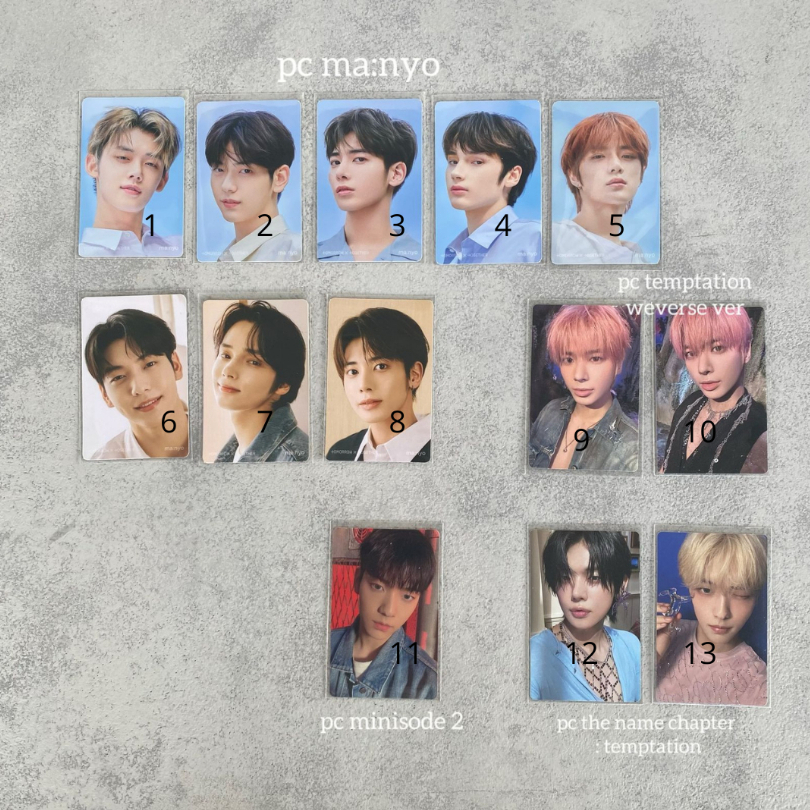 PHOTOCARD TXT MA:NYO TEMPATION MINISODE 2 TAEHYUN HUNINGKAI SOOBIN BEOMGYU YEONJUN