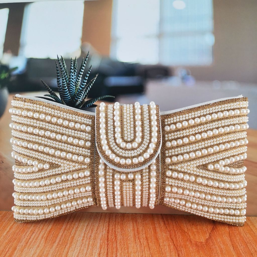 Tas Pesta Clutch Kondangan Wanita Kristal Mutiara Elegan Mewah Tas Cantik Import Kekinian 701220