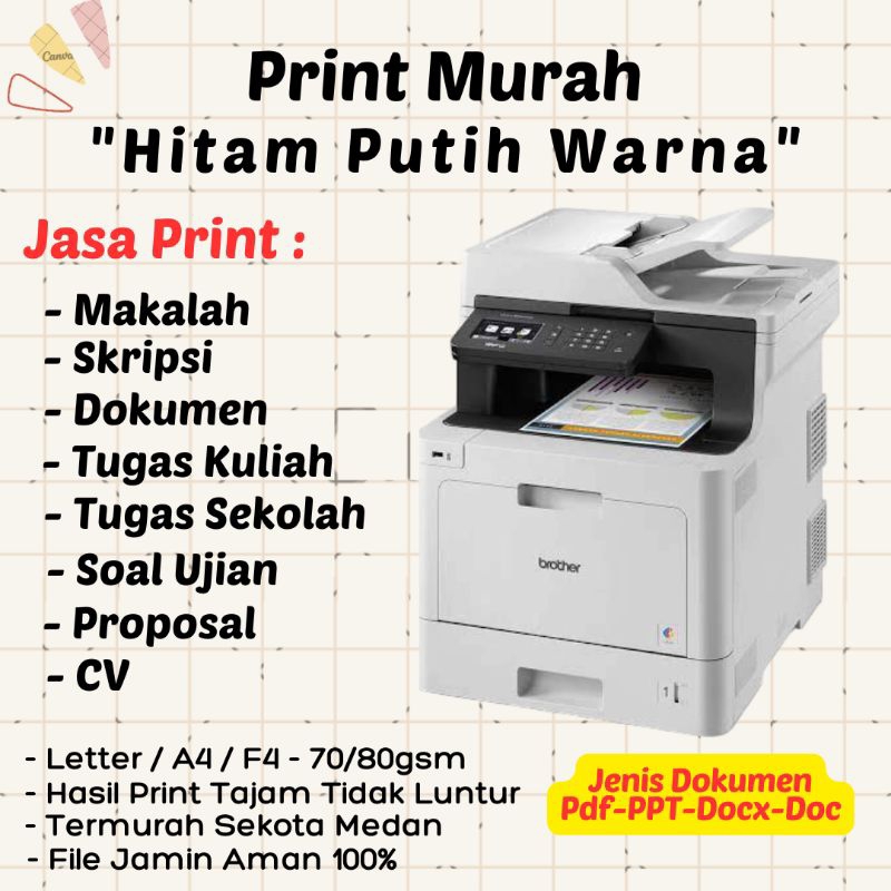 

Jasa Print Dokumen Cepat dan Murah Warna/Hitam Putih Ukuran A5/B5/A4/F4/Quarto