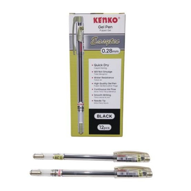 

(PAK/12PCS) KENKO - Bolpen Pulpen Pen Gel Easytec 0.28mm