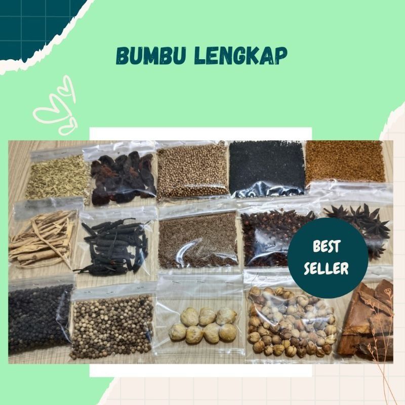 

bumbu renteng seribuan kemiri merica kapulaga kayu manis cengkeh biji pala asam Jawa ketumbar bunga lawang jinten lada hitam