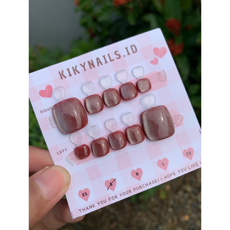 Kuku Palsu Kaki Cateye / Polos Glossy Fake Nails