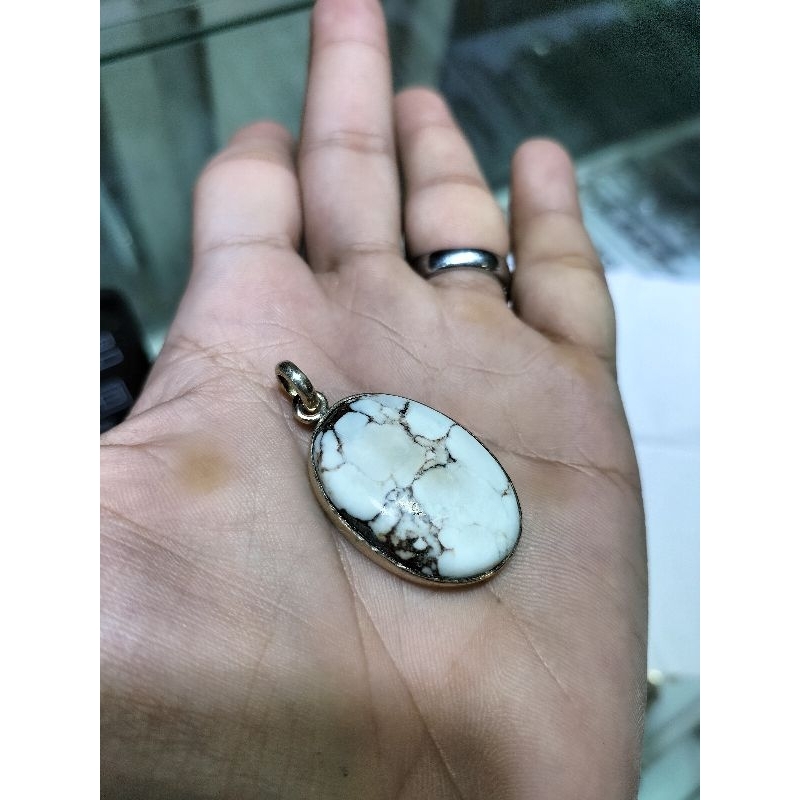 liontin mainan kalung perak batu pirus asli