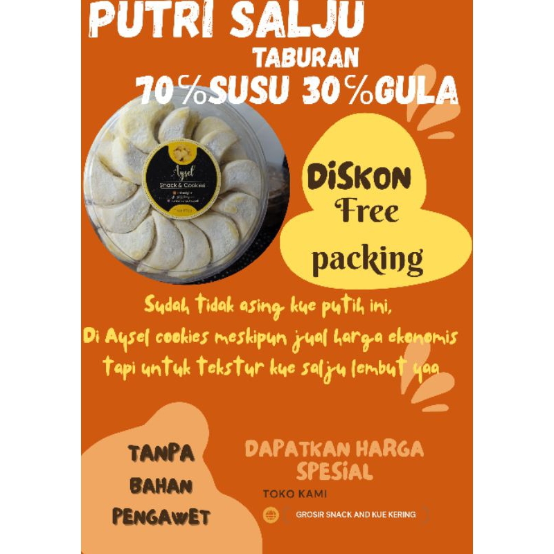 

Kue kering putri salju taburan 70 % susu 30 gula