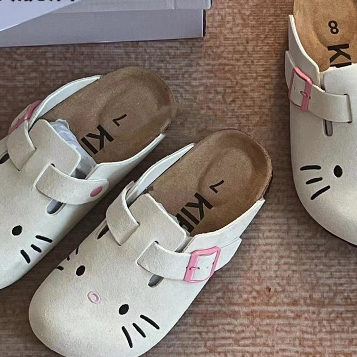 Kitty Sepatu Tunggal Wanita Gaya Sandal Birkenstock Tertutup Sepatu Sandal Birkenstock Mulut Dangkal