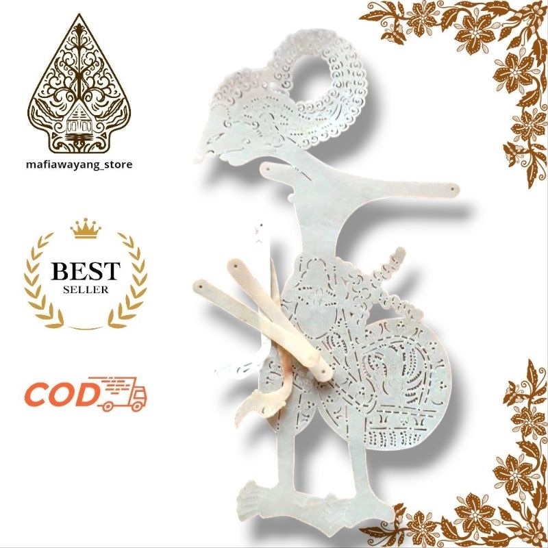 Wayang Kulit Sapi ASLI Arjuna/Arjuno Gebingan Putihan Ukuran Standar Dalang