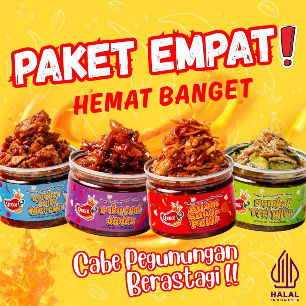 

Paket Empat Sambal Quinn Kitchen Asli Medan Hemat Banget
