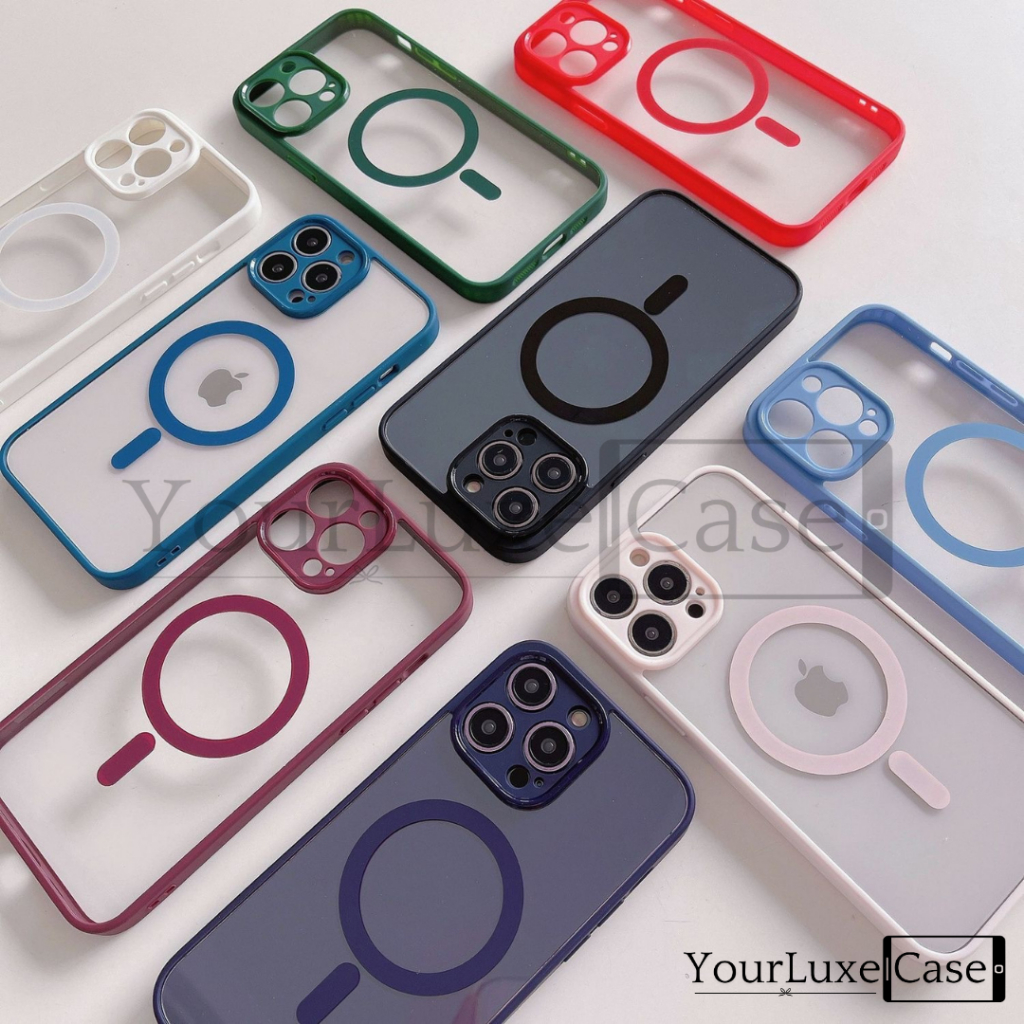 Matte Hybrid Magnetic Clear Magsafe Case HP Casing iPhone 7 8 X XR XS 11 12 13 14 15 16 Plus Pro Max