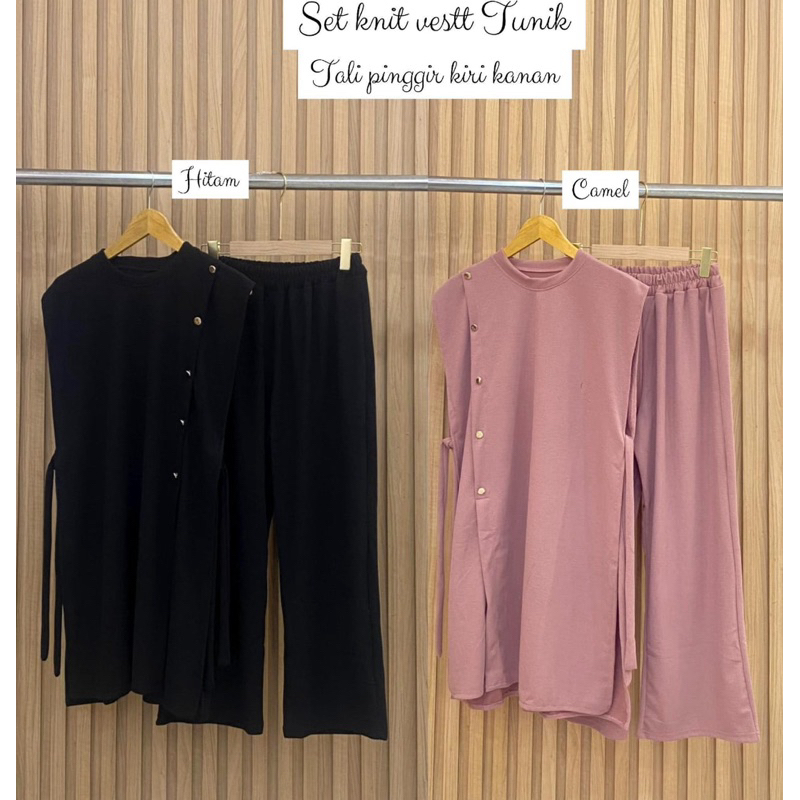 setelan knit vest import premium