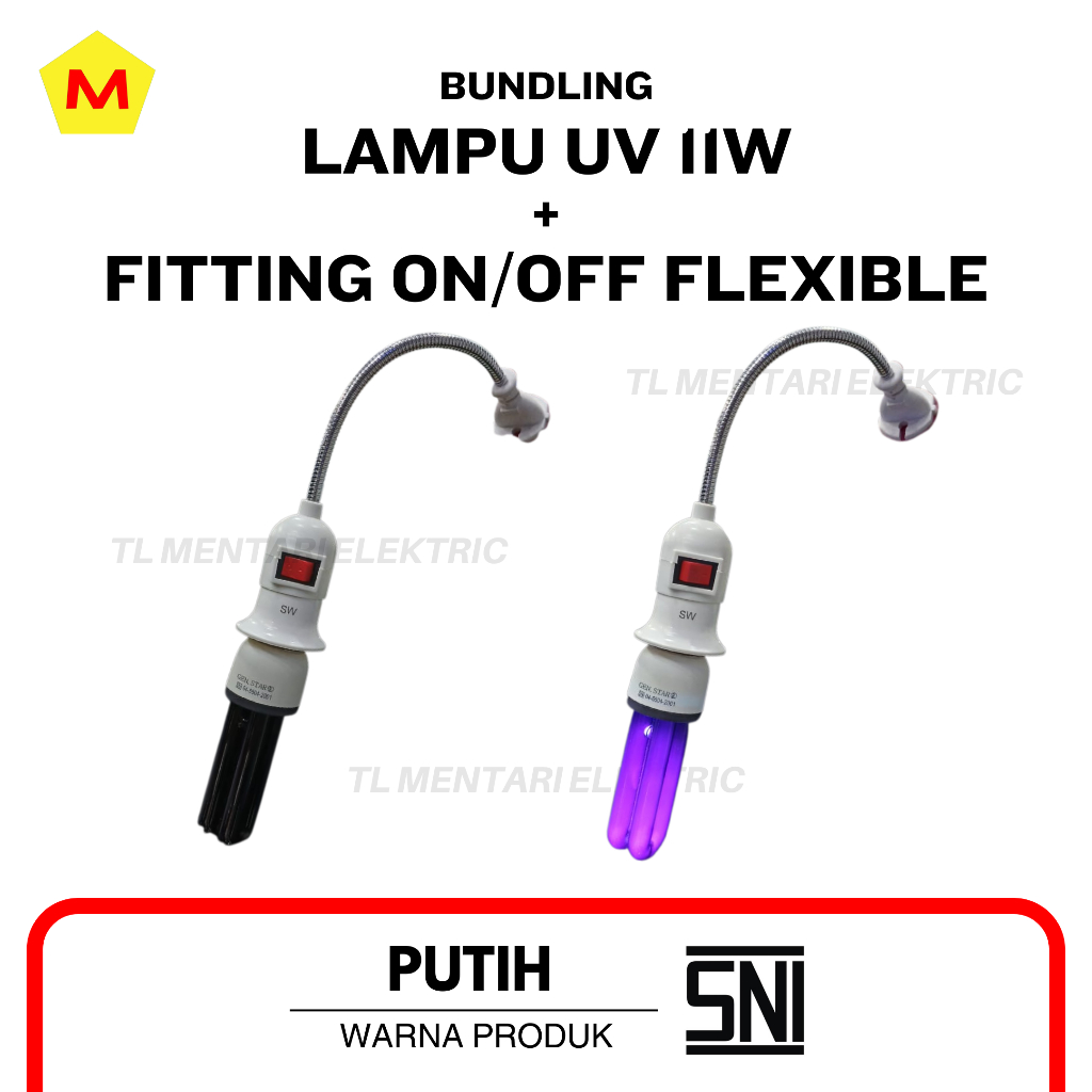 Lampu UV Sensor Uang & Fitting Flexible (BUNDLING)
