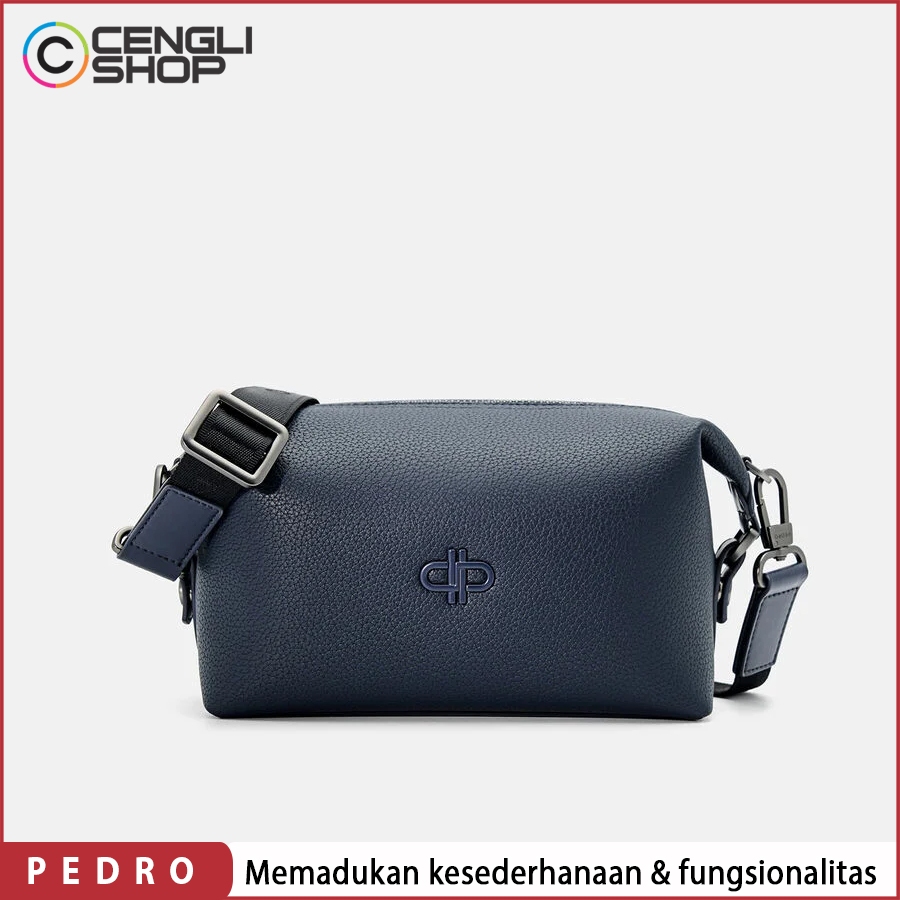 TAS SELEMPANG PRIA PEDRO SLING BAG ORIGINAL ASLI ORI BRANDED TERBARU BIRU NAVY BLUE PM057