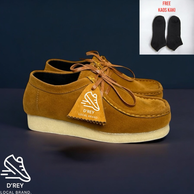 D’REY Sepatu Casual Pria Tan Chungky Wallabee Clark Kasual Pria