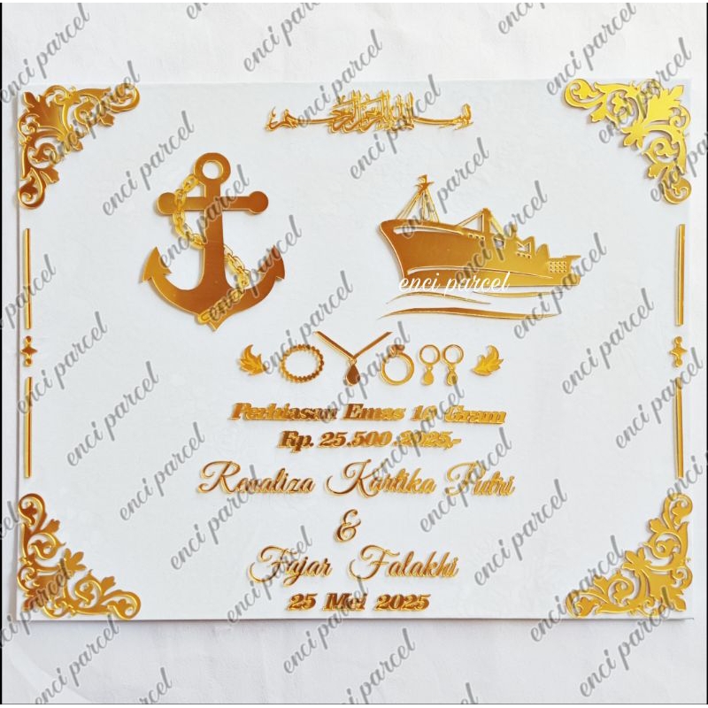 kode 257 set dekorasi hiasan mahar bentuk jangkar rantai kapal perahu sudut garis ornamen bismillah 