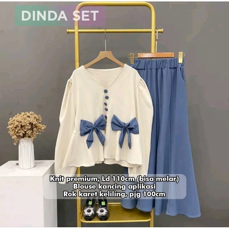 DINDA SET ORI PRODUK SETELAN WANITA KNIT PITA SET ROK