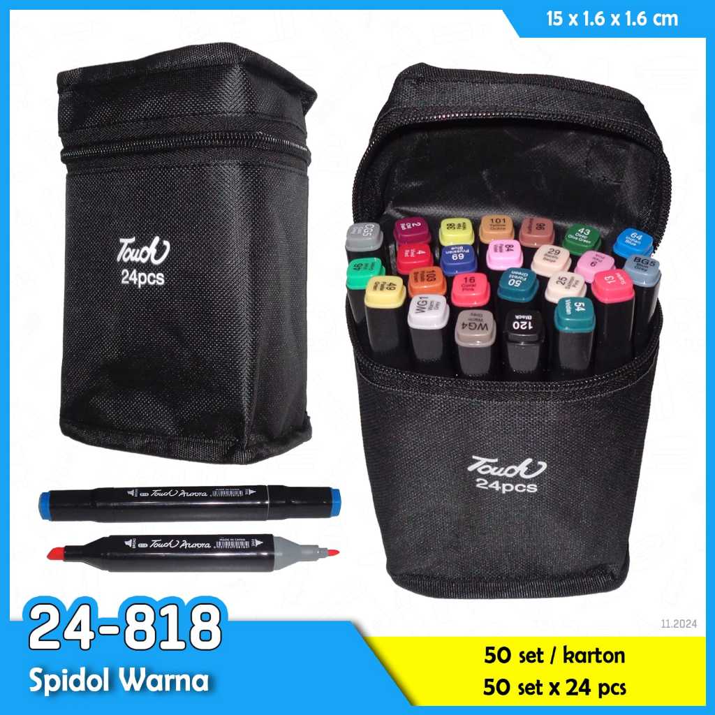 

Spidol Warna 24 warna Stabilo TOUCH 24 Warna 2 sisi Art Brush Pen