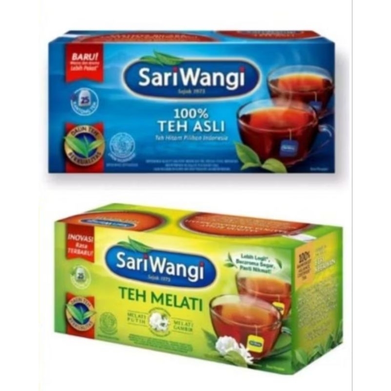 

SARI WANGI Teh Hitam/Teh Melati Celup isi 25/30 kantong/Tea Bag murah Harum Halal SARIWANGI