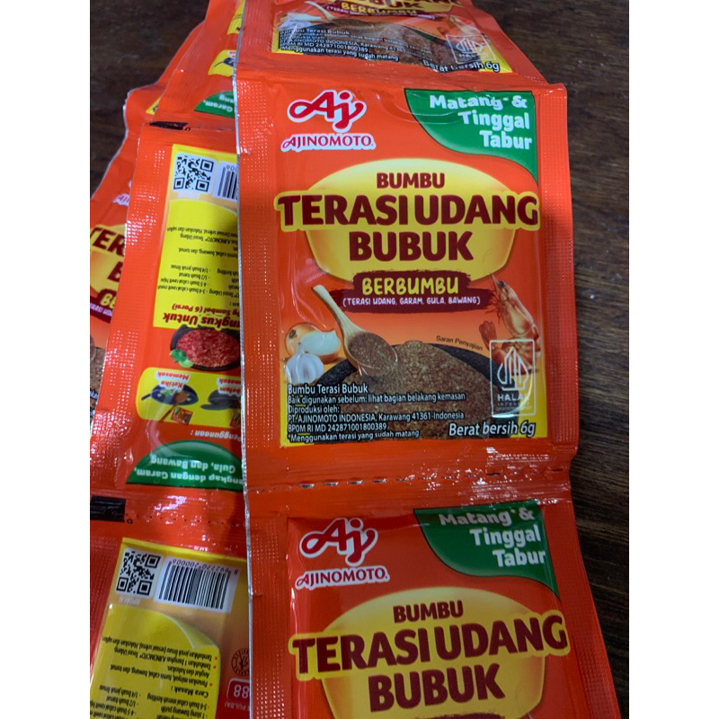 

Ajinomoto Bumbu Terasi Udang Bumbu 1 renceng isi 10 sachet x 6 gram