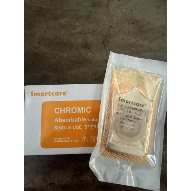 CATGUT CHROMIC 4/0 SMARTCARE 1 BOX ISI 12PCS MURAH ORIGINAL