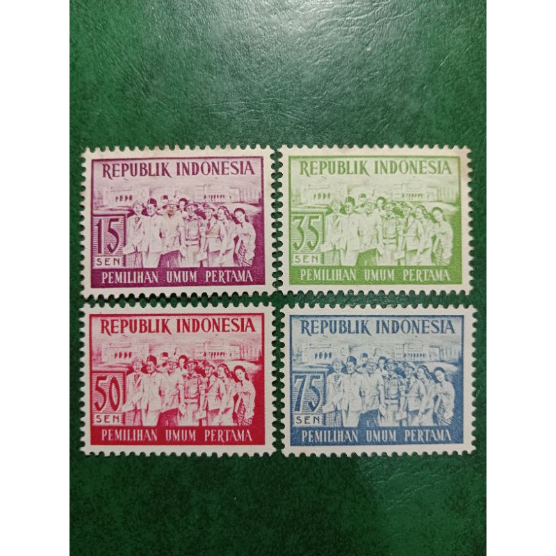 

Prangko Indonesia 4 Pcs Prangko PEMILU I tahun 1955 UN USED