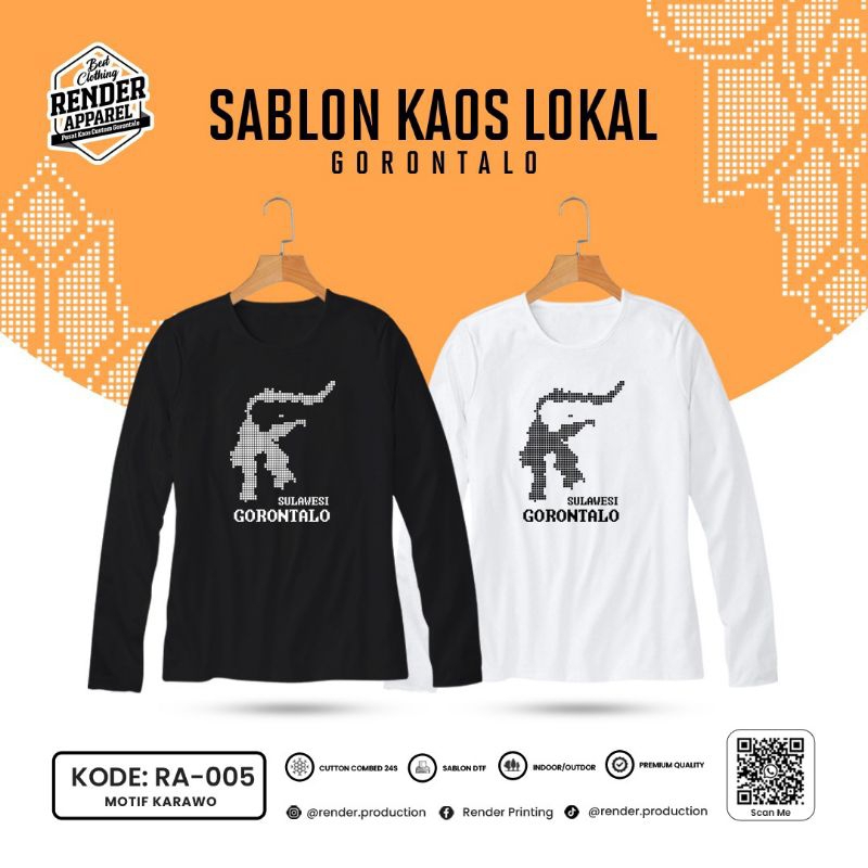 Kaos oleh-oleh Gorontalo - Karawo Peta Provinsi Gorontalo