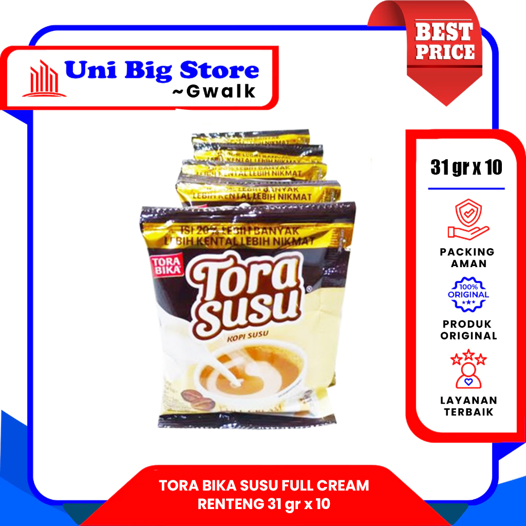 

TORA BIKA TORABIKA KOPI SUSU FULL CREAM COFFEE RENTENG - (31 gr x 10 sachets)