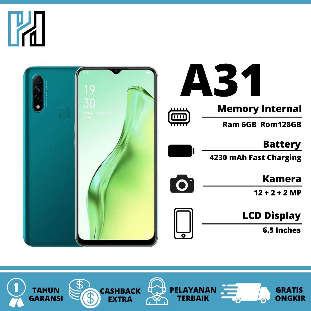 HP OPPO A31 RAM 8/256 GB Smartphone Garansi 1 Tahun