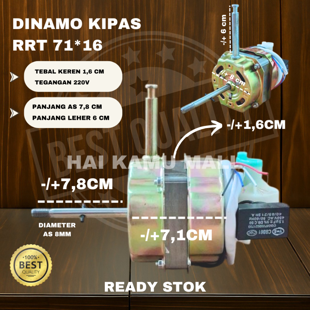 DINAMO kipas RRT UNIVERSAL 71*16/MOTOR dinamo kipas angin miyako, GMC, WELLHOME, SANEX, COSMOS/ dina